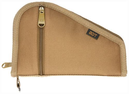 BULLDOG CASE COMPANY Bulldog BDT619T Deluxe Pistol Case With Pocket & Sleeve, Tan Water-Resistant Outer Shell, Impact-Resistant Padding, Heat-Resistant Quilted Lining 9"L x 6"H