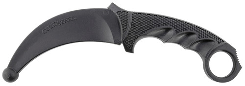 COLD STEEL (GSM) Cold Steel CS92R49 Karambit Rubber Trainer 4" Fixed Plain Black Santoprene Blade/Black Deep Checkered w/Ring Pommel Santoprene Handle