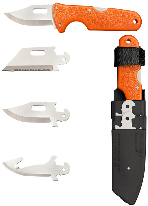 COLD STEEL (GSM) Cold Steel CS-40AL Click-N-Cut Hunter 2.50" Fixed Bowie/Gut Hook/Plain/Serrated Satin 420J2 SS Blade/Orange ABS Handle