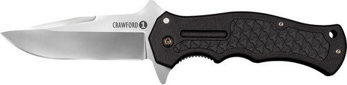 COLD STEEL (GSM) Cold Steel CS20MWCB Crawford 1 3.50" Folding Clip Point Plain 4034 SS Blade Black w/Traction Inlays GRN Handle Includes Pocket Clip
