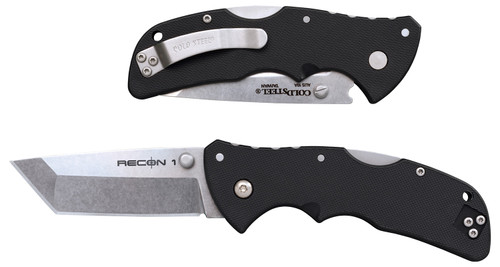 COLD STEEL (GSM) Cold Steel CS27BAT Recon 1 Mini 3" Folding Tanto Plain Stonewashed AUS-10A SS Blade/ Black Textured GRN Handle