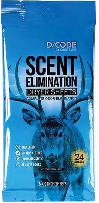 MOULTRIE FEEDERS Code Blue OA1319 Scent Elimination Dryer Sheets Unscented 24 Sheets