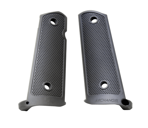 PRO MAG INDUSTRIES INC Archangel AA108 Grip Panels  Made of Aluminum With Black Anodized Diamond Checkering Finish for 1911 Government