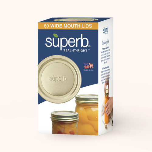 Superb | Wide Mouth Mason Jar Canning Lids | 60 Pack