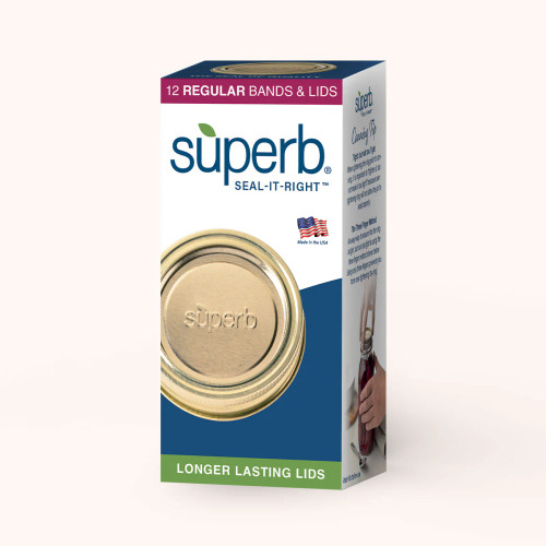 Superb | Regular Mouth Mason Jar Canning Lids & Bands | 12 Pack