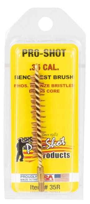PRO SHOT PRODUCTS Pro-Shot 35R Bore Brush  .35 Cal/ 9mm Rifle #8-32 Thread Bronze Bristles Brass Core
