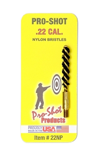 PRO SHOT PRODUCTS Pro-Shot 22NP Bore Brush  .22 Cal Pistol #8-32 Thread Nylon Bristles Brass Core