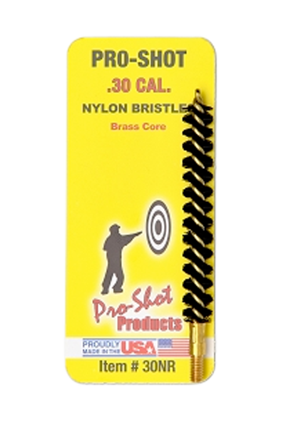 PRO SHOT PRODUCTS Pro-Shot 30NR Bore Brush  .30/ 7.62mm Cal Rifle #8-32 Thread Nylon Bristles Brass Core