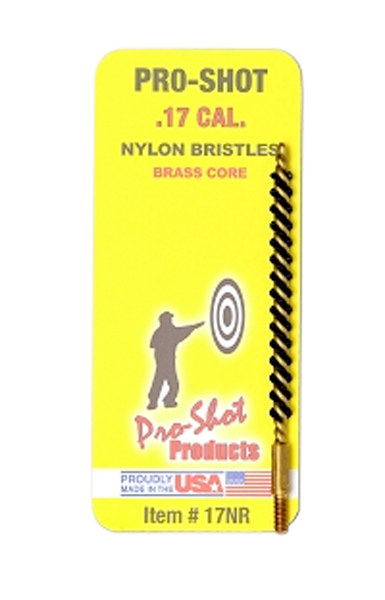 PRO SHOT PRODUCTS Pro-Shot 17NR Bore Brush  .17/ .177 Cal Rifle #5-40" Thread Nylon Bristles Brass Core