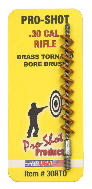 PRO SHOT PRODUCTS Pro-Shot 30RTO Tornado Bore Brush .30/ .300 Blackout/ .308/ .30-06/ 7.62mm/ Rifle #8-32 Thread Brass Spiral Wound Loop