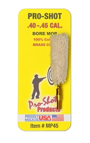 PRO SHOT PRODUCTS Pro-Shot MP45 Bore Mop  .40 - .45 Cal Pistol #8-32" Thread 100% Cotton
