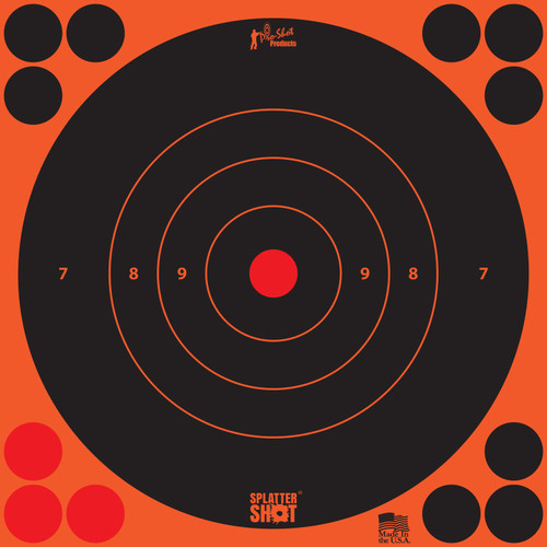 PRO SHOT PRODUCTS Pro-Shot 8BORNG6PK SplatterShot  Self-Adhesive Paper Black/Orange 8" Bullseye 6 Pack
