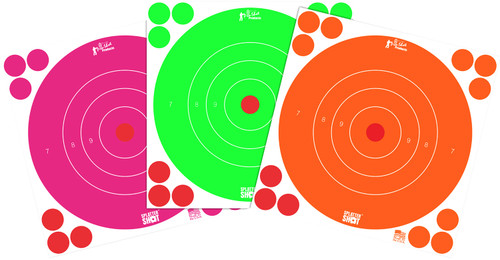 PRO SHOT PRODUCTS Pro-Shot 8BFL6COMBO SplatterShot  8" Bullseye Self-Adhesive Orange/Pink/Green 6 Pack