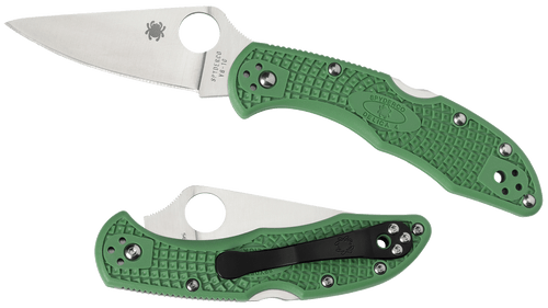 SPYDERCO INC (SKA) Spyderco C11FPGR Delica 4 Lightweight 2.88" Folding Drop Point Plain VG-10 SS Blade Green Bi-Directional Texturing FRN Handle Includes Pocket Clip