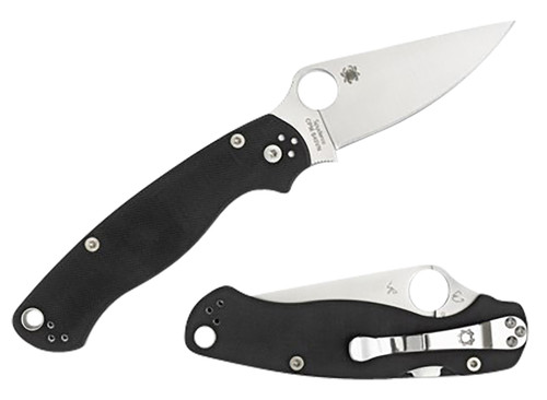 SPYDERCO INC (SKA) Spyderco C81GPLE2 Para Military 2  3.42" Folding Plain Satin CPM S45VN SS Blade Black Textured G10 Handle Left Hand Includes Pocket Clip