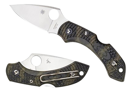 SPYDERCO INC (SKA) Spyderco C28ZFPGR2 Dragonfly 2  2.30" Folding Plain Satin VG-10 SS Blade/Zome Green Textured FRN Handle Includes Pocket Clip