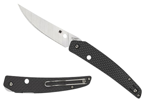 SPYDERCO INC (SKA) Spyderco C242CFP Ikuchi  3.26" Folding Plain CPM S30V SS Blade/Black Textured Carbon Fiber/G10 Handle Includes Pocket Clip