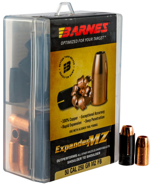 BARNES BULLETS/BULLSEYE Barnes Bullets 30577 Expander MZ Muzzleloader 50 ExpanderMZ Hollow Point 250gr 24rd/Box