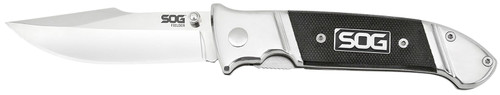 SOG KNIVES (GSM OUTDOORS) S.O.G SOG-FF38-CP Fielder  3.30" Folding Clip Point Plain Satin 7Cr17MoV SS Blade Black G10 Handle Includes Belt Clip