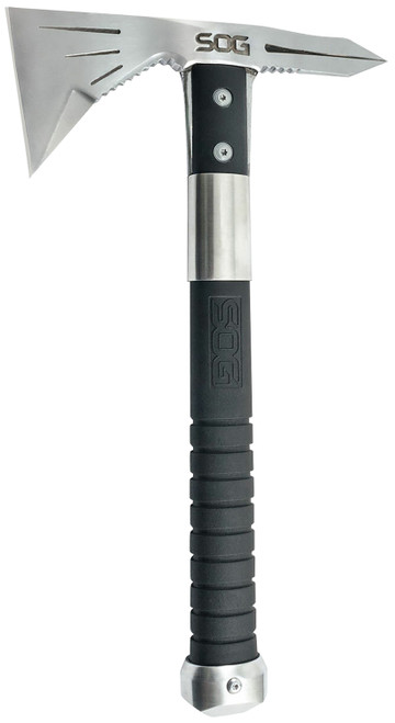 SOG KNIVES (GSM OUTDOORS) S.O.G SOGF182NCP Voodoo Hawk Mini 2.75" Blade 3Cr13MoV SS Blade Black Side Hammer Checkering w/"SOG" GRN Handle 12.50" Long Tomahawk