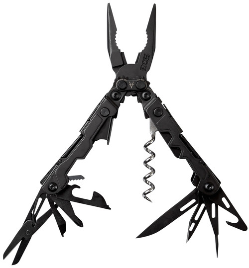 SOG KNIVES (GSM OUTDOORS) S.O.G SOGPL1002CP PowerLitre  Black Hardcoat Anodized 5Cr15MoV Stainless Steel 5" Long Features 19 Tools