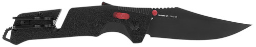 SOG KNIVES (GSM OUTDOORS) S.O.G SOG11120141 Trident AT 3.70" Folding Clip Point Plain Black TiNi Cryo D2 Steel Blade/Black w/Red Accents GRN Handle Features Line Cutter/Glass Breaker