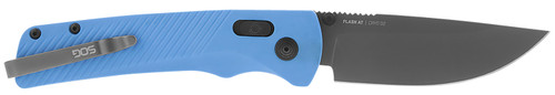 SOG KNIVES (GSM OUTDOORS) S.O.G SOG11180341 Flash AT 3.45" Folding Plain TiNi Cryo D2 Steel Blade/Civic Cyan GRN Handle Includes Pocket Clip