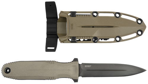 SOG KNIVES (GSM OUTDOORS) S.O.G SOG17610257 Pentagon FX 4.77" Fixed Spear Point Plain Black Titanium Nitride Cryo CPM S35VN Blade/G10 FLat Dark Earth Handle