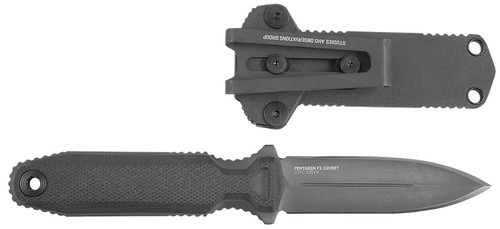 SOG KNIVES (GSM OUTDOORS) S.O.G SOG17610357 Pentagon FX Covert 3.41" Fixed Spear Point Plain Black Titanium Nitride Cryo CPM S35VN Blade/G10 Blackout Handle