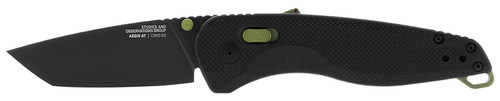 SOG KNIVES (GSM OUTDOORS) S.O.G SOG11410941 Aegis AT 3.13" Folding Drop Point Plain Black TiNi Cryo D2 Steel Blade/Black w/Moss Accents GRN Handle