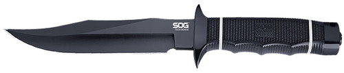 SOG KNIVES (GSM OUTDOORS) S.O.G SOGS10BK Tech Bowie  6.40" Fixed Plain Clip Point Black Hardcased TiNi AUS8 SS Blade/ Black w/ White "SOG" Logo Kraton Handle
