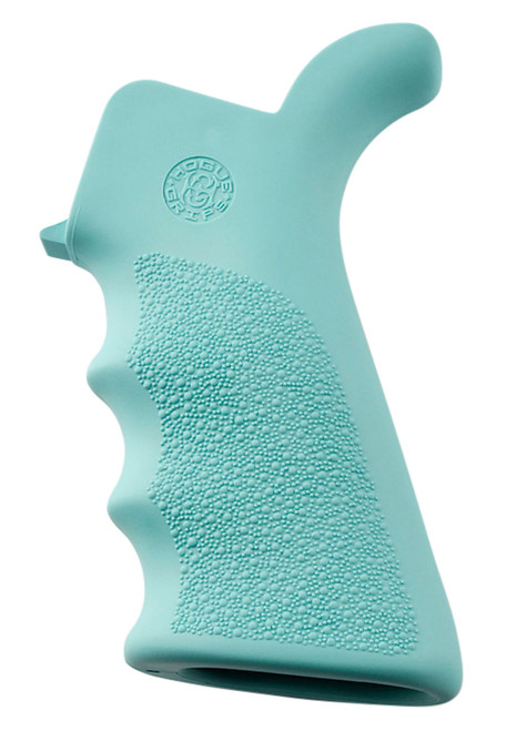 HOGUE COMBAT GRIPS INC Hogue 13024 OverMolded Beavertail Cobblestone Aqua Blue with Finger Grooves for AR-15, M16
