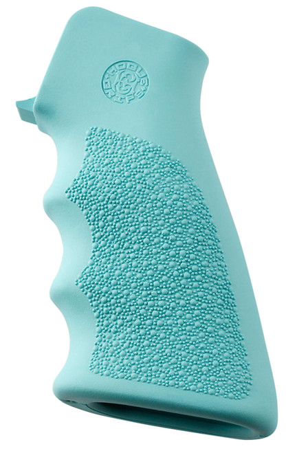 HOGUE COMBAT GRIPS INC Hogue 15015 OverMolded Grip Cobblestone Aqua Blue Rubber with Finger Grooves for AR-15, M16