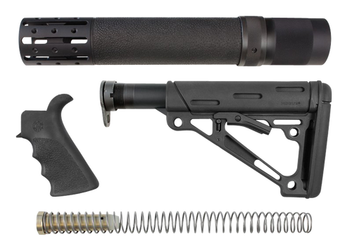 HOGUE COMBAT GRIPS INC Hogue 15078 OverMolded Stock Kit Black Synthetic for AR-15, M16 Includes Rifle Length Forend & Finger Groove Grip