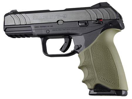 HOGUE COMBAT GRIPS INC Hogue 17701 HandAll Beavertail made of Rubber with Textured OD Green Finish & Finger Grooves for Ruger Security-9