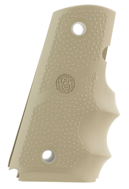 HOGUE COMBAT GRIPS INC Hogue 43003 Rubber Grip  Cobblestone Desert Tan with Finger Grooves for 1911 Officer