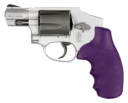 HOGUE COMBAT GRIPS INC Hogue 60006 OverMolded Monogrip Cobblestone Purple Rubber with Finger Grooves for S&W J Frame with Round Butt