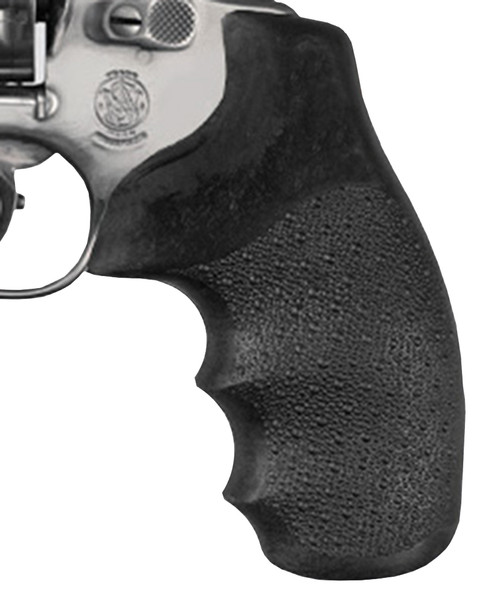 HOGUE COMBAT GRIPS INC Hogue 60100 Monogrip  Cobblestone Black Nylon with Finger Grooves for S&W J Frame with Round Butt