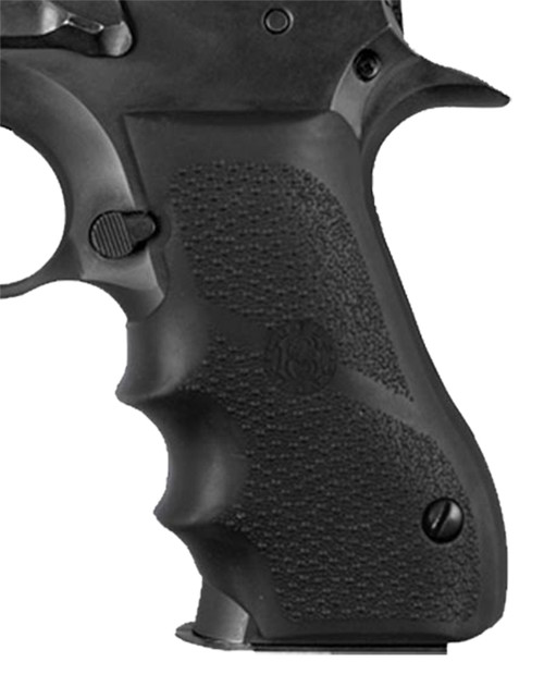 HOGUE COMBAT GRIPS INC Hogue 76000 Rubber Grip  Black with Finger Grooves for Magnum Research Baby Eagle (9/40), IWI Jericho, Uzi Eagle
