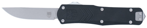 COBRA TEC KNIVES LLC CobraTec Knives SBLKFSXGEN3DNS FS-X Gen III Small 2.75" OTF Drop Point Plain Stonewashed D2 Steel Blade, 3.88" Aluminum Handle