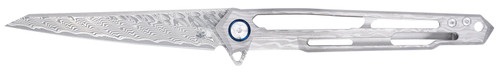 COBRA TEC KNIVES LLC CobraTec Knives CTGSTDAMWNS Ghost  3.88" Folding Wharncliffe Plain Damascus Blade, 4.94" Cut Out Titanium Handle