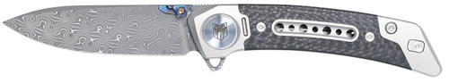 COBRA TEC KNIVES LLC CobraTec Knives CTEMPDAMDNS Emperor  3" Folding Drop Point Plain Damascus VG-10 SS Blade, 4.25" Carbon Fiber/SS Titanium Handle