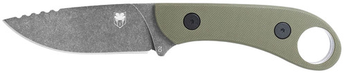 COBRA TEC KNIVES LLC CobraTec Knives SD2DNSODGGEN2 Skinner Gen II 3.50" Fixed Plain Stonewashed D2 Steel Blade, 4.31" OD Green Textured G10 Scales Handle w/Finger Ring