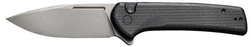 ALLEDGE INTERNATIONAL Civivi Knives C21006-1 Conspirator  3.48" Folding Plain Gray Stonewashed Nitro-V Steel Blade, Black Textured Micarta Handle