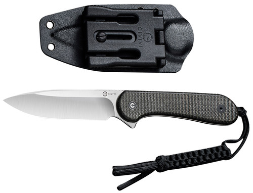 ALLEDGE INTERNATIONAL Civivi Knives C2105B Elementum  3.98" Fixed Plain Satin D2 Steel Blade, 4.50" Dark Green Micarta Handle