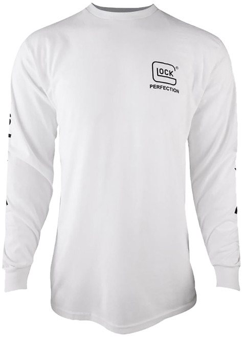 GLOCK INC Glock AP96096 Perfection Long Sleeve Tee White Pre-Shrunk Cotton Long Sleeve 2XL