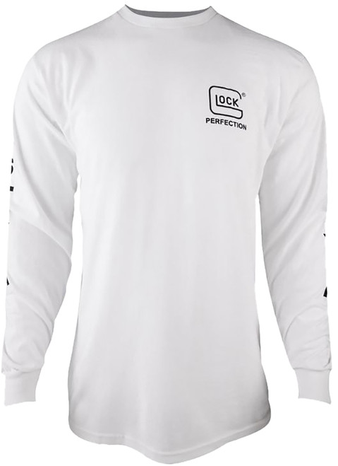 GLOCK INC Glock AP96097 Perfection Long Sleeve Tee White Pre-Shrunk Cotton Long Sleeve 3XL