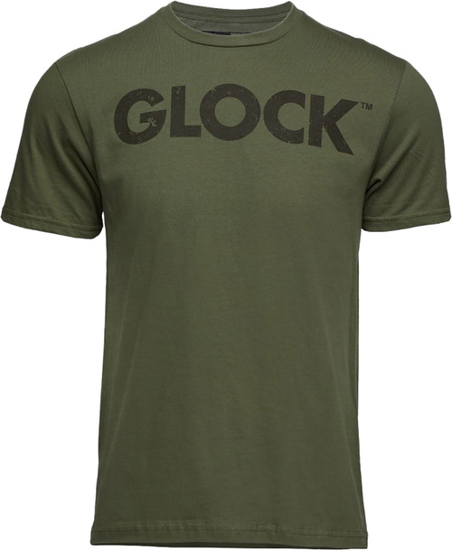 GLOCK INC Glock AP96156 Caliber Tee  Military Green Ringspun Cotton Short Sleeve Small