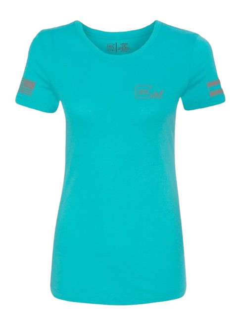 GLOCK INC GLK AP96446 GLOCK GIRL FLAG TEE XL  TEAL