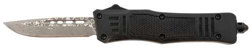 Steel River Knives MT616BRDAMDP Spartan  Mini 2.75" OTF Drop Point Plain Real Damascus 4.25"/ Black Aluminum Zinc Alloy Handle